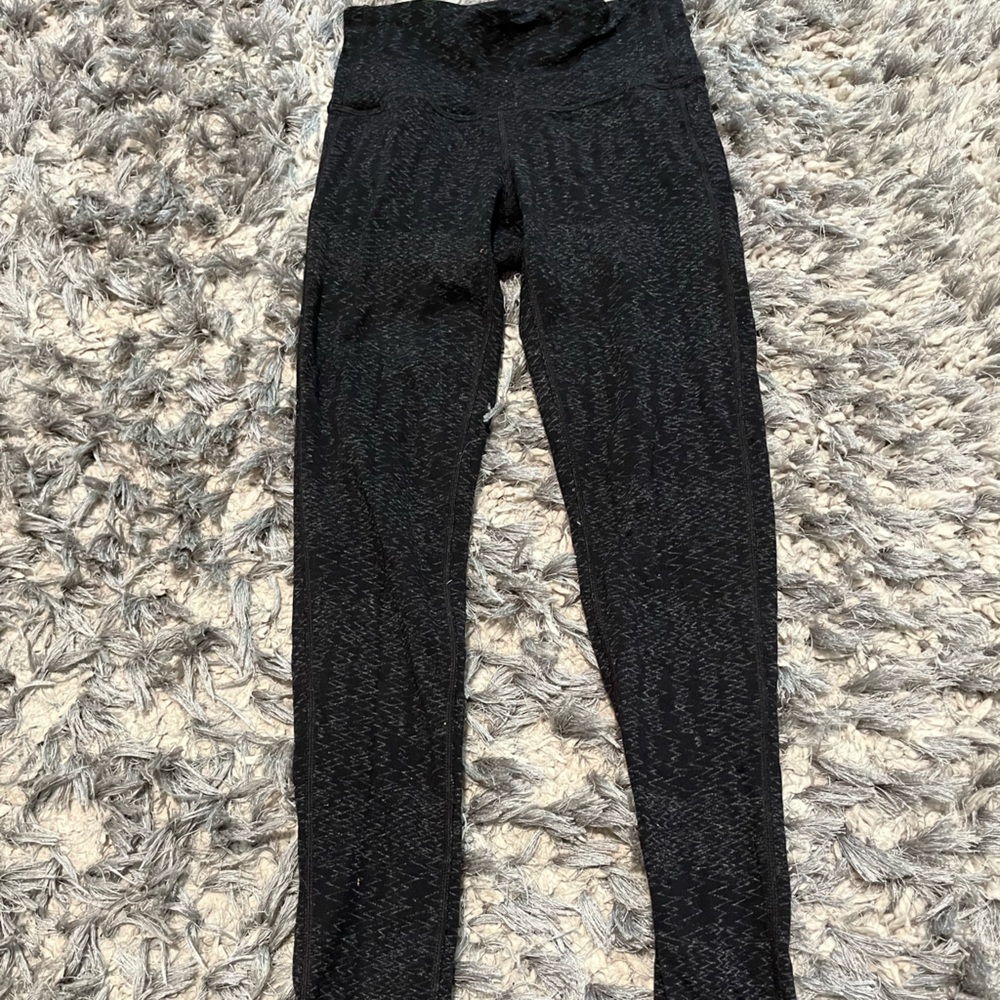 Athleta Black and Silver Patterned Leggings Size XXS